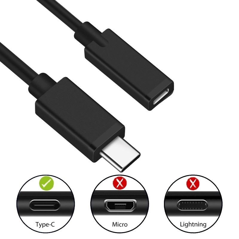 CABO EWENT USB-C (M) PARA USB-C (F) 1.8MT PRETO 2 CABO EWENT USB-C (M) PARA USB-C (F) 1.8MT PRETO - Image 2
