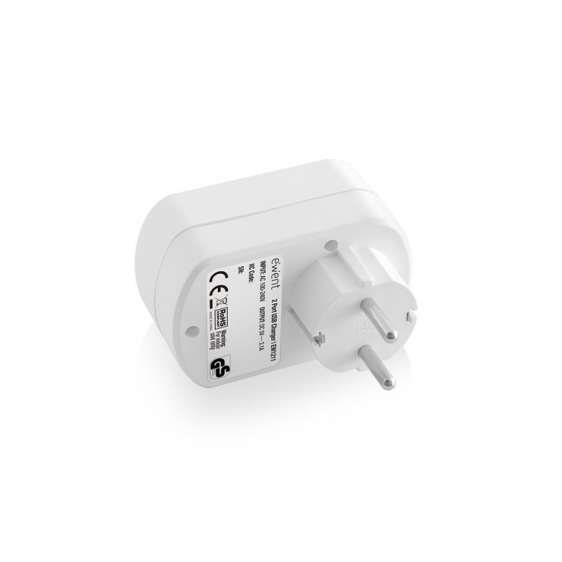 CARREGADOR EWENT 3.4A 2 USB BRANCO S/CABO 4 CARREGADOR EWENT 3.4A 2 USB BRANCO S/CABO - Image 4