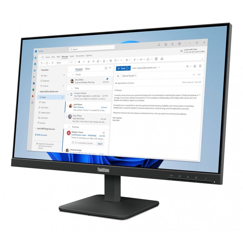 MONITOR 23.8' LENOVO S24-4E FHD IPS PANEL/100HZ/4MS/HDMI/VGA/3-SIDE BORDERLESS/TILT STAND 2 MONITOR 23.8' LENOVO S24-4E FHD IPS PANEL/100HZ/4MS/HDMI/VGA/3-SIDE BORDERLESS/TILT STAND - Image 2